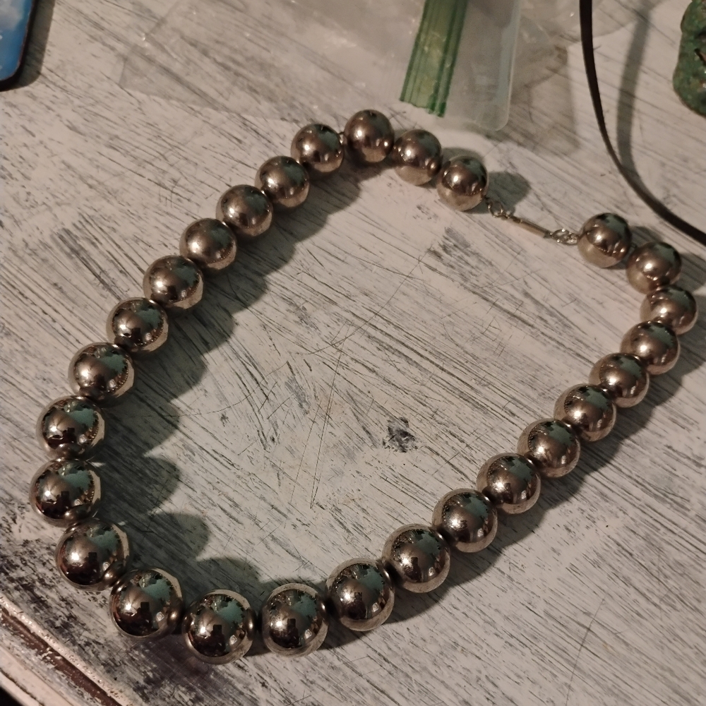 Classic Silver Bead Necklace - Picture 5 of 8
